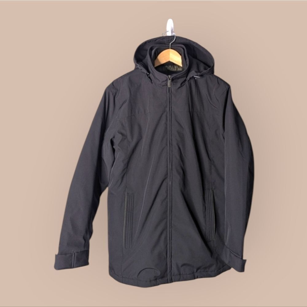 WEATHERPROOF Black Men's Polyester Double Zip Quilted Liner Overcoat Size M